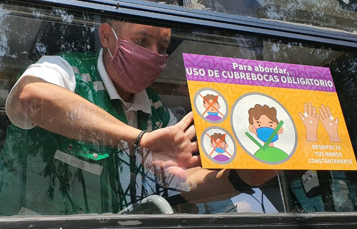 Refuerzan campañas de uso de cubrebocas en transporte de la CDMX
