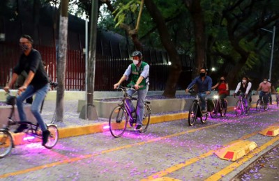 La delegación Miguel Hidalgo cuenta ya con ciclovía luminosa