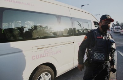 Presencia de Policía Bancara e Industrial en el paradero de Indios Verdes.