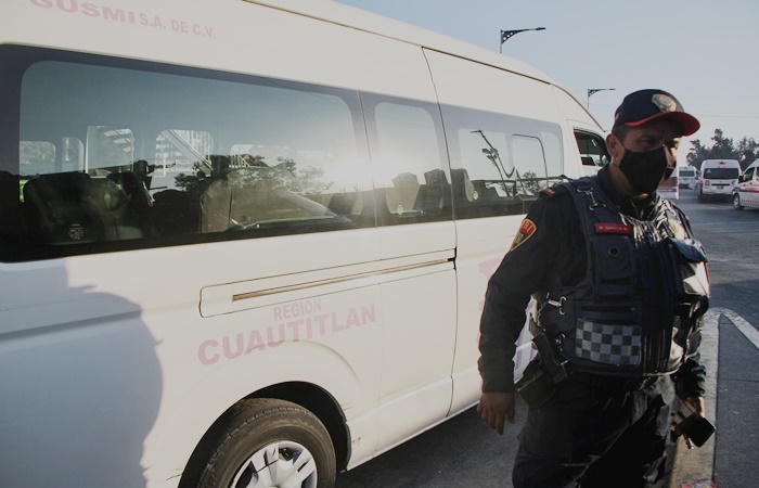 Presencia de Policía Bancara e Industrial en el paradero de Indios Verdes.